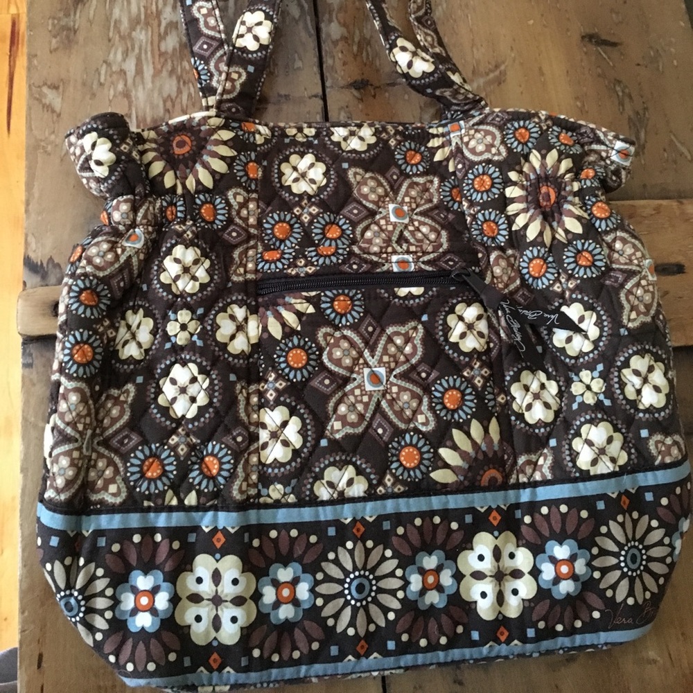 Brown quilted tote